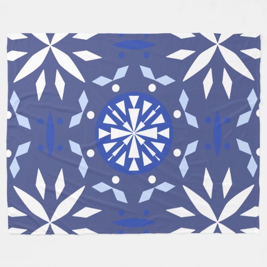 Geometrisches Schneeflockenmuster Fleecedecke (Vorderseite (Horizontal))