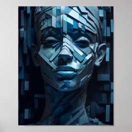 Geometrisches, schönes Frauengesicht Gestalt Mädch Poster