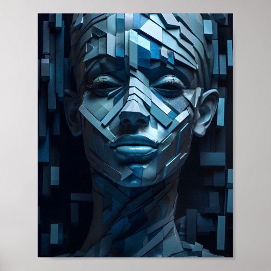 Geometrisches, schönes Frauengesicht Gestalt Mädch Poster (Vorne)