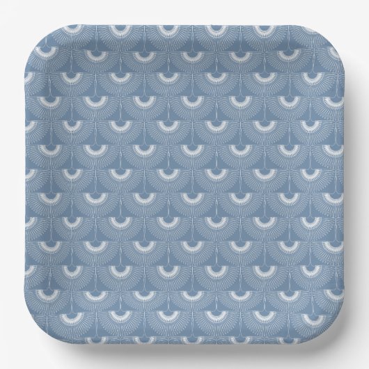 Geometrisches Schwan-Flugvogel-Muster blau Pappteller (Vorderseite)