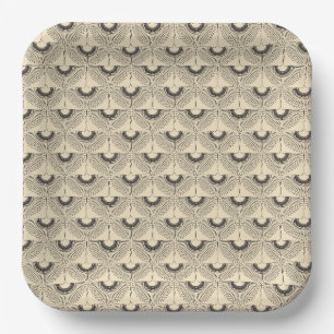Geometrisches Schwan-Flugvogel-Muster cremefarben Pappteller