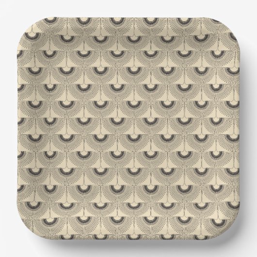 Geometrisches Schwan-Flugvogel-Muster cremefarben Pappteller (Vorderseite)