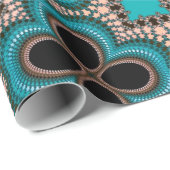 Geometrisches Schwarz-aquamarin-Marokkanisches Mus Geschenkpapier (Rolleneckpunkt)