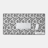 Geometrisches Schwarz auf weißen Punkten Schreibtischunterlage (Tastatur & Maus)