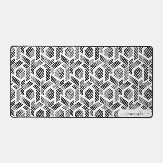 Geometrisches Schwarz auf weißen Punkten Schreibtischunterlage (Vorderseite)