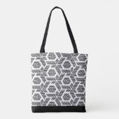 Geometrisches Schwarz auf weißen Punkten Tasche (Rückseite)