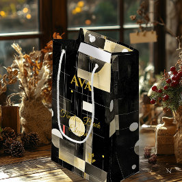 Geometrisches Schwarz & Beige Zeitlose Eleganz Kleine Geschenktüte