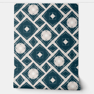 Geometrisches Schwarz-Creme-Muster Tapete