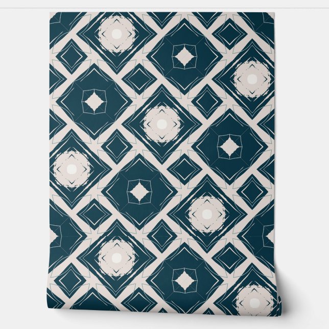 Geometrisches Schwarz-Creme-Muster Tapete (Abrollen)