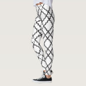 Geometrisches, schwarz gepunktetes Diamantformmust Leggings (Links)