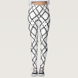 Geometrisches, schwarz gepunktetes Diamantformmust Leggings
