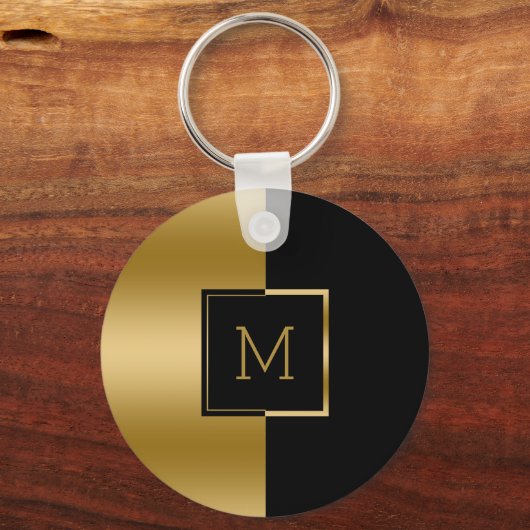 Geometrisches Schwarz-Gold-Design Schlüsselanhänger (Vorderseite)