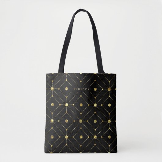 Geometrisches Schwarz-Gold-Muster Tasche (Vorderseite)