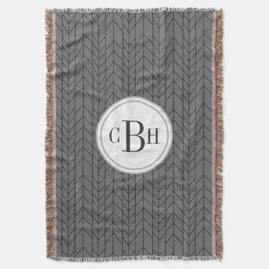 Geometrisches Schwarz-Grau-Monogramm-Muster Decke (Vorderseite Vertikal)