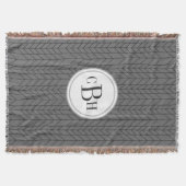 Geometrisches Schwarz-Grau-Monogramm-Muster Decke (Vorderseite)