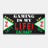 Geometrisches Schwarz-Grün-Monogramm für Videospie Schreibtischunterlage (Vorderseite)