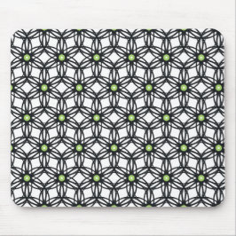 Geometrisches Schwarz-Grün- und Weißkreisdesign Mousepad