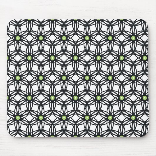 Geometrisches Schwarz-Grün- und Weißkreisdesign Mousepad (Vorne)