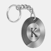 Geometrisches Schwarz-Imitat-Design Schlüsselanhänger (Vorderseite links)