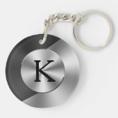 Geometrisches Schwarz-Imitat-Design Schlüsselanhänger (Rückseite)