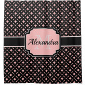 Geometrisches Schwarz/Rosa Muster Duschvorhang (Vorderseite)