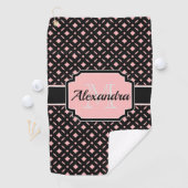 Geometrisches Schwarz/Rosa Muster Golfhandtuch (Insitu)