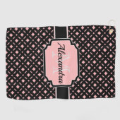 Geometrisches Schwarz/Rosa Muster Golfhandtuch (Horizontal)