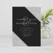 Geometrisches Schwarz-Silber-Ampere und Glitzer-Ho Einladung (Stehend Vorderseite)