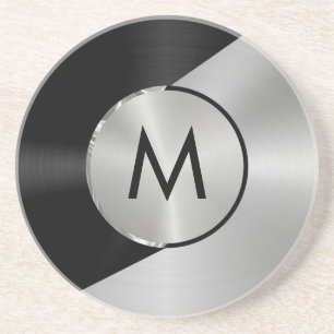 Geometrisches Schwarz-Silber-Metallic-Design Getränkeuntersetzer