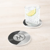 Geometrisches Schwarz-Silber-Metallic-Design Getränkeuntersetzer (Seite)