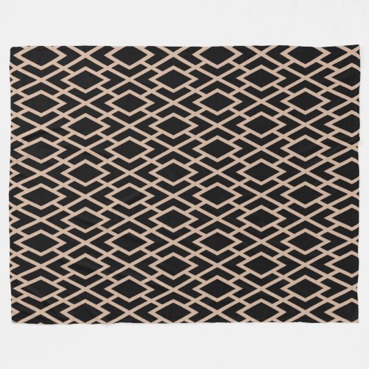Geometrisches Schwarz-Tan-Muster Fleecedecke (Vorderseite (Horizontal))
