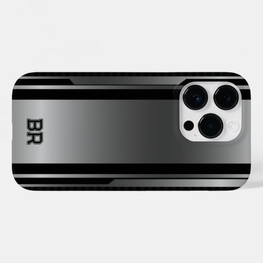 Geometrisches Schwarz- und Metallic-Maskulardesign Case-Mate iPhone Hülle (Rückseite (Horizontal))