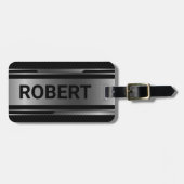 Geometrisches Schwarz- und Metallic-Maskulardesign Gepäckanhänger (Vorderseite horizontal)