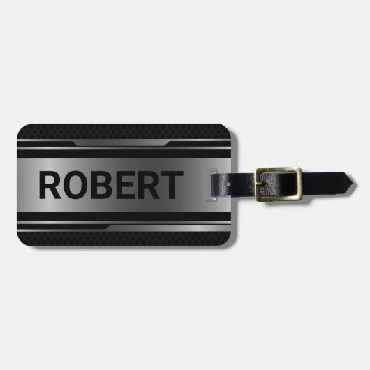 Geometrisches Schwarz- und Metallic-Maskulardesign Gepäckanhänger (Vorderseite horizontal)