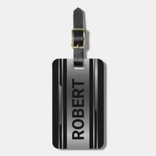Geometrisches Schwarz- und Metallic-Maskulardesign Gepäckanhänger (Vorderseite vertikal)