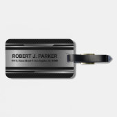 Geometrisches Schwarz- und Metallic-Maskulardesign Gepäckanhänger (Rückseite horizontal)