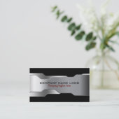 Geometrisches Schwarz- und Metallic-Silver-Design Visitenkarte (Stehend Vorderseite)
