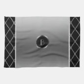 Geometrisches Schwarz- und Metallsilber Geschirrtuch (Horizontal)