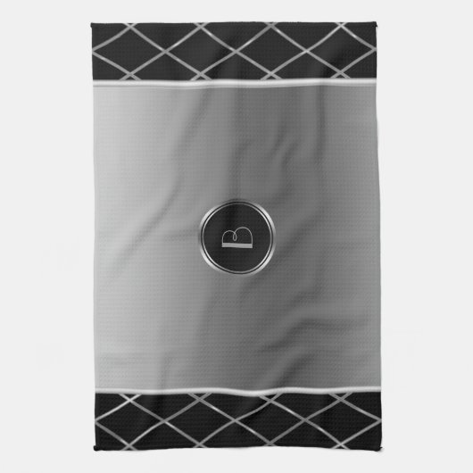 Geometrisches Schwarz- und Metallsilber Geschirrtuch (Vertikal)