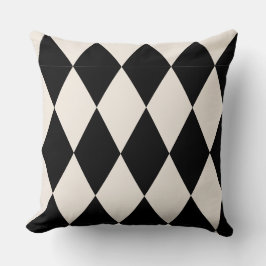 Geometrisches Schwarz und Weiß Diamond Harlequin M Kissen