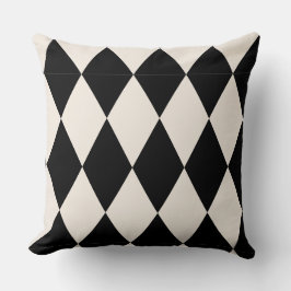 Geometrisches Schwarz und Weiß Diamond Harlequin M Kissen