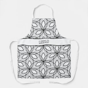 Geometrisches Schwarz und Weiß Farbige Kunst Smock Schürze