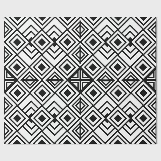 Geometrisches Schwarz und Weiß, geometrischer Diam Geschenkpapier (Flach)