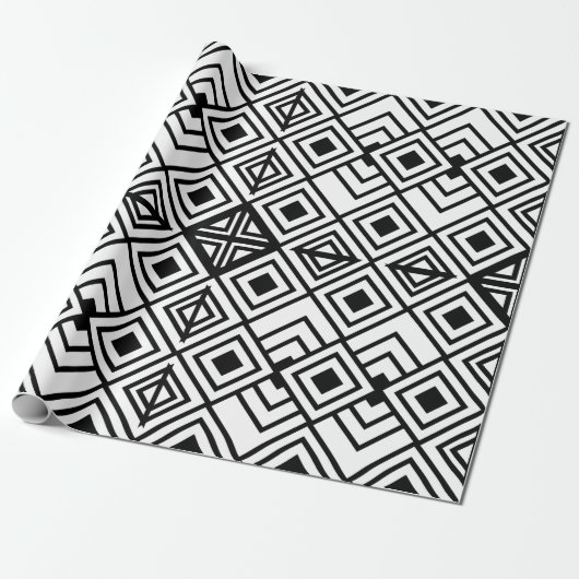 Geometrisches Schwarz und Weiß, geometrischer Diam Geschenkpapier (Ungerollt)