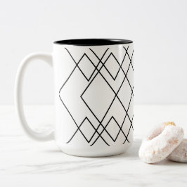 Geometrisches Schwarz und Weiß, geometrischer Diam Zweifarbige Tasse