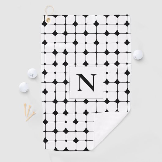 Geometrisches Schwarz und Weiß Golfhandtuch (Insitu)