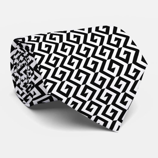 Geometrisches Schwarz und Weiß Krawatte (Gerollt)