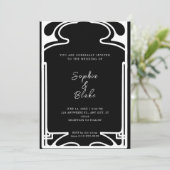 Geometrisches Schwarz-Weiß-Déco-Hochzeit Einladung (Stehend Vorderseite)