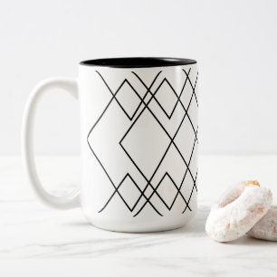 Geometrisches Schwarz-Weiß-Geometrischer Diamant Zweifarbige Tasse