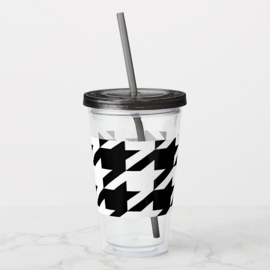 geometrisches Schwarz-Weiß-Hahnentrittmuster Acryltrinkbecher (Links)